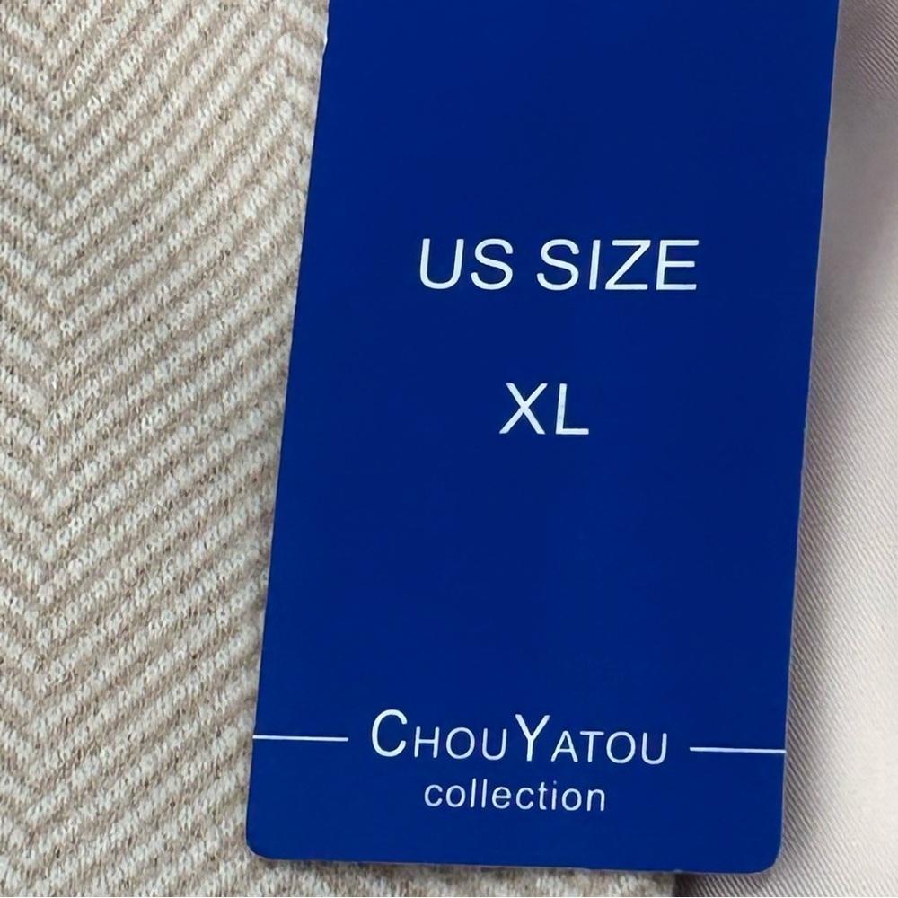 Chou Yatou Elegant Women's Herringbone Tan and Pale Pink and Jacket Size XL - Picture 7 of 14